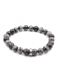 Le bracelet CLUB Obsidienne flocons de neige RC LENS