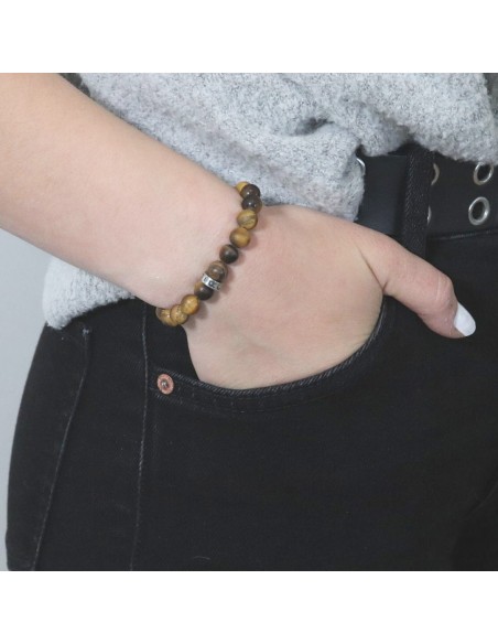 Le bracelet CLUB Œil de tigre marron mat RC LENS