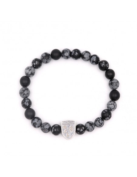 Le bracelet SUPPORTER Obsidienne flocons de neige RC LENS