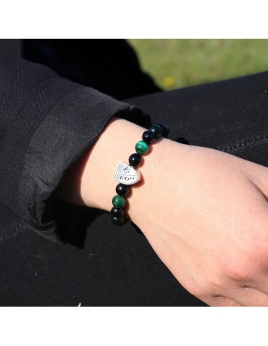 Le bracelet SUPPORTER Œil de tigre vert RC LENS