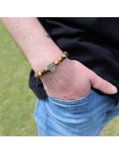 Le bracelet SUPPORTER Œil de tigre marron mat RC LENS 2