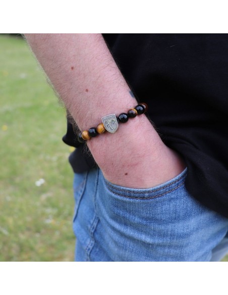 Le bracelet SUPPORTER Œil de tigre marron RC LENS