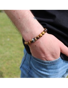 Le bracelet CLUB Œil de tigre marron mat RC LENS 2