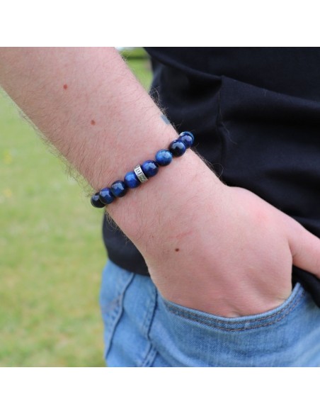 Le bracelet CLUB Œil de tigre bleu RC LENS