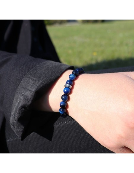 Le bracelet CLUB Œil de tigre bleu RC LENS
