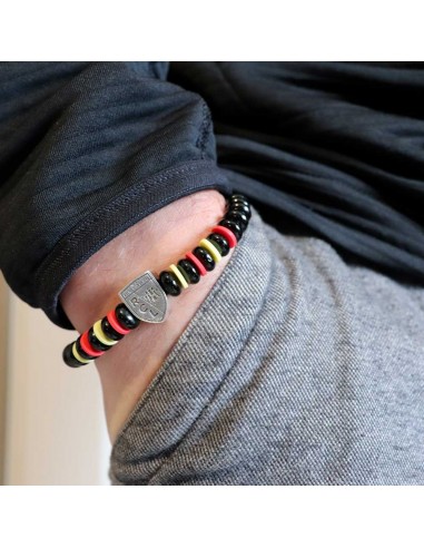 Bracelet SUPPORTER Noir rayé Sang & Or RC LENS...