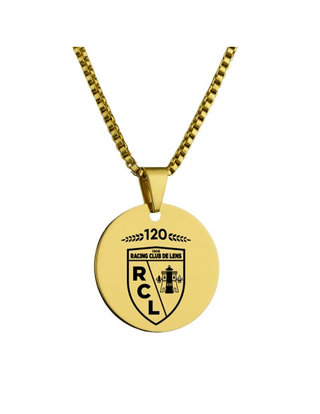 Pendentif rond RC Lens doré – 120 ans du Club