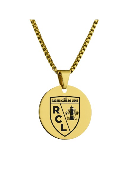 Pendentif rond RC Lens doré – Blason officiel du Club