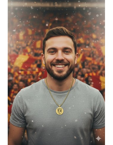 Pendentif rond RC Lens doré – Blason officiel...